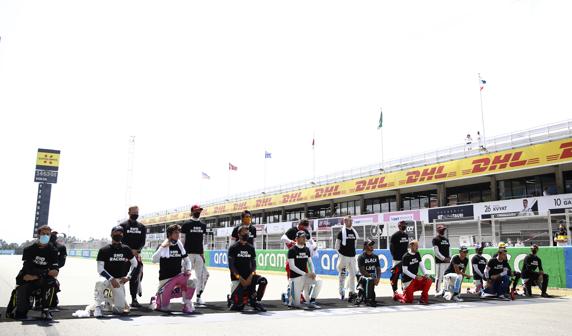 Los pilotos de F1, antes de la salida del GP de España de F1 2020