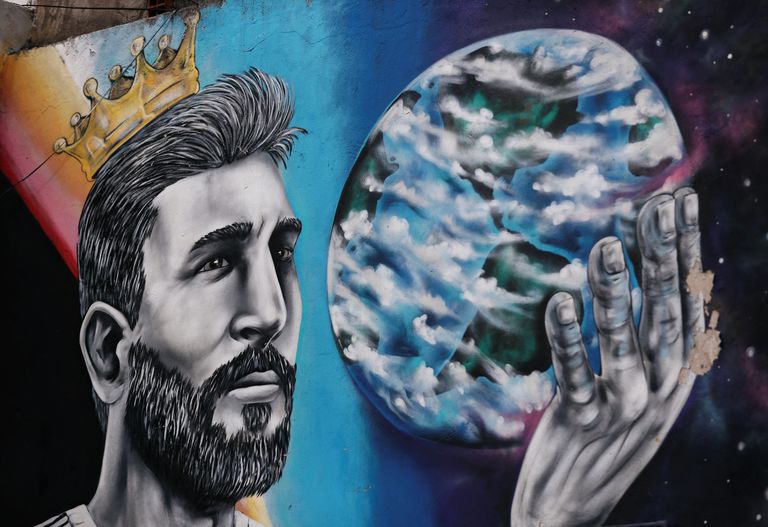 Un grafiti de Messi en Rosario, Argentina. REUTERS/Agustin Marcarian