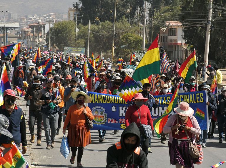 Una protesta contra el aplazamiento de las elecciones en Bolivia, el pasado 4 de agosto.