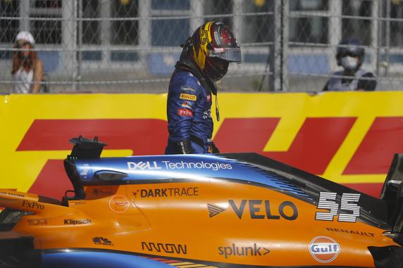 Sainz, accidentado en el Gp de Rusia, en la primera vuelta