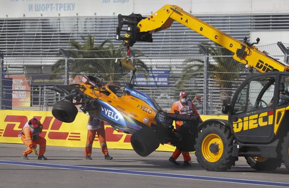 El coche de Sainz, en el GP de Rusia de F1 2020