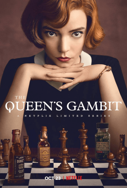 cartel de la serie limitada de netflix the queens gambit en octubre de 2020