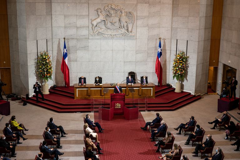 Sebastián Piñera, presidente de Chile, durante su discurso ante el Congreso, el pasado 31 de julio.