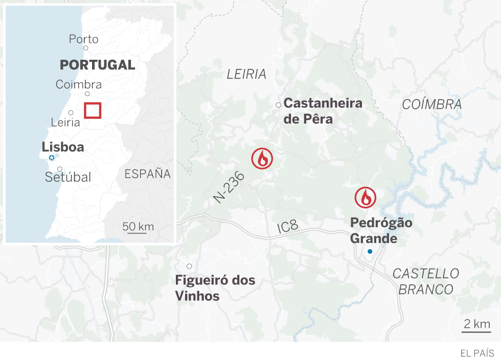 Más de 60 muertos y 62 heridos en un incendio forestal en Portugal