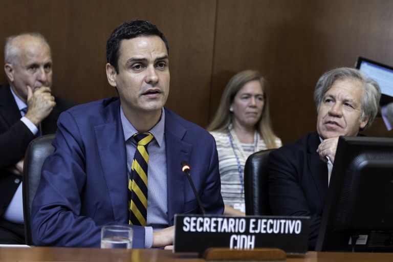 Paulo Abrão, secretario Ejecutivo de la CIDH, y Luis Almagro, secretario general de la OEA, en junio de 2018.