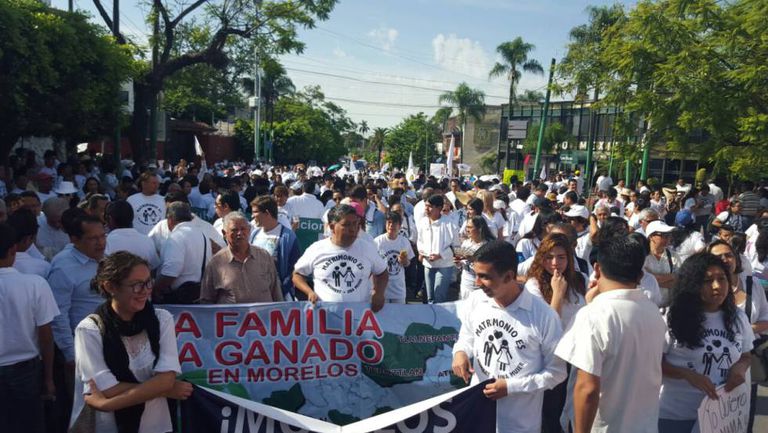 Una manifestación del Frente Nacional por la Familia, en Morelos.