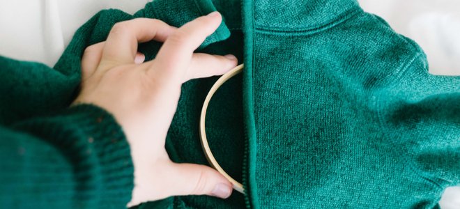 proyecto de bordado de ropa - inserción de anillo de madera
