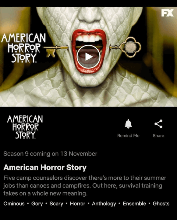 american horror story temporada 9 netflix noviembre 2020