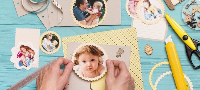 scrapbooking con fotos de bebés