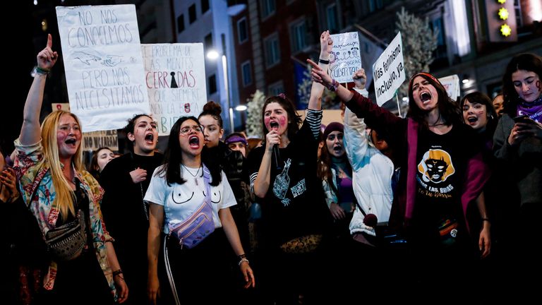 Manifestación en Madrid por el 8 de Marzo, día internacional de la mujer.