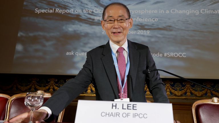 El presidente del IPCC, Hoesung Lee, en septiembre de 2019 en Mónaco.