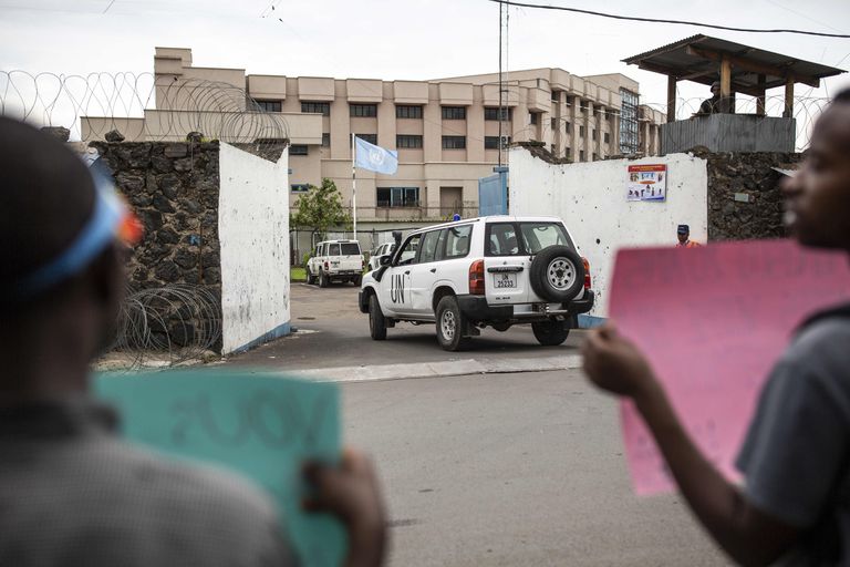 Activistas de Lucha protestaban frente a la sede de la misión de la ONU en Goma, República Democrática del Congo, el 30 de noviembre de 2019.