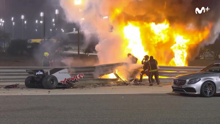 Grosjean vuelve a nacer: ¡Tremendo accidente con explosión e incendio!