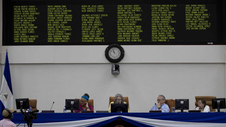 La Junta Directiva del Parlamento de Nicaragua, este martes, en Managua.