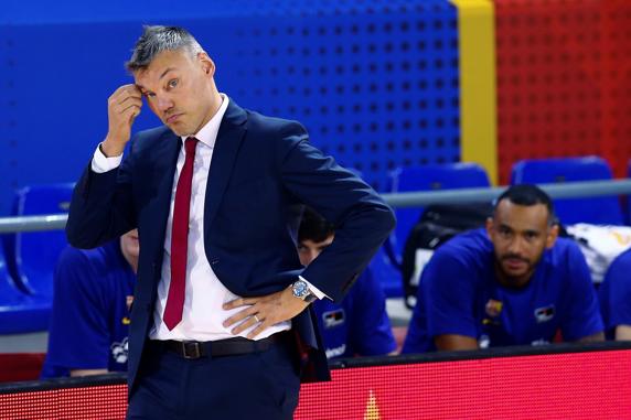 Sarunas Jasikevicius, preocupado durante el partido contra el Valencia Basket.