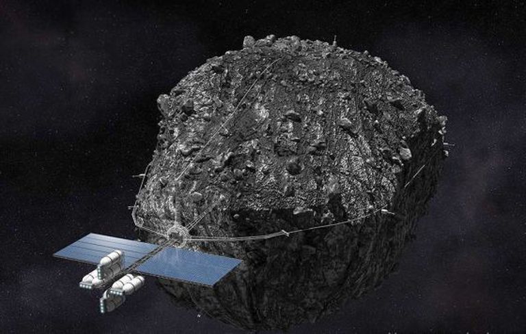 Recreación de la tecnología para la minería de asteroides, según una empresa del sector.