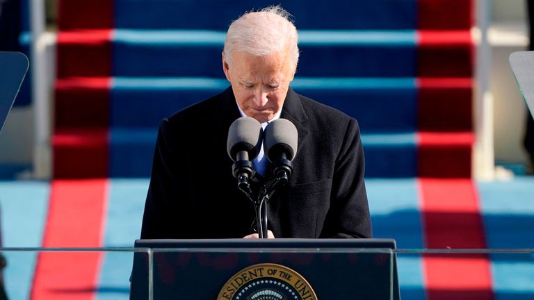 El presidente de EE UU, Joe Biden, durante su toma de posesión.