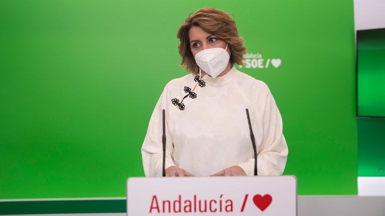 Susana Díaz, en una rueda de prensa a mediados de enero.