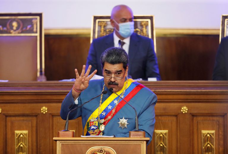 Nicolás Maduro, presidente de Venezuela, en la Asamblea Nacional, este martes.
