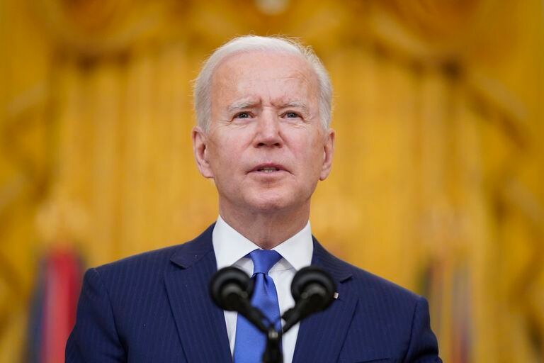 Joe Biden, durante su discurso en un acto por el Día Internacional de la Mujer, este lunes, 8 de marzo.