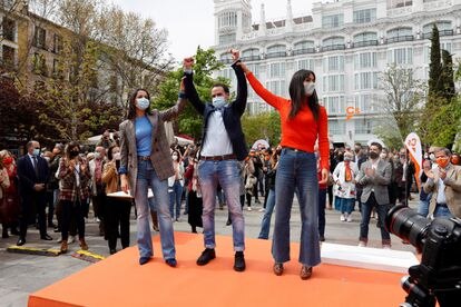 Edmundo Bal, Inés Arrimadas y Begoña Villacís, este sábado. 