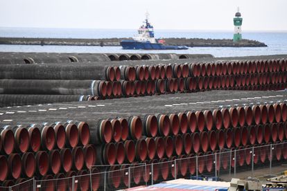 Tuberías para la construcción del Nord Stream 2, el pasado enero en el puerto de Sassnitz (Alemania). 