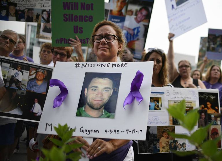 Una protesta contra Purdue Pharma, en junio de 2019.