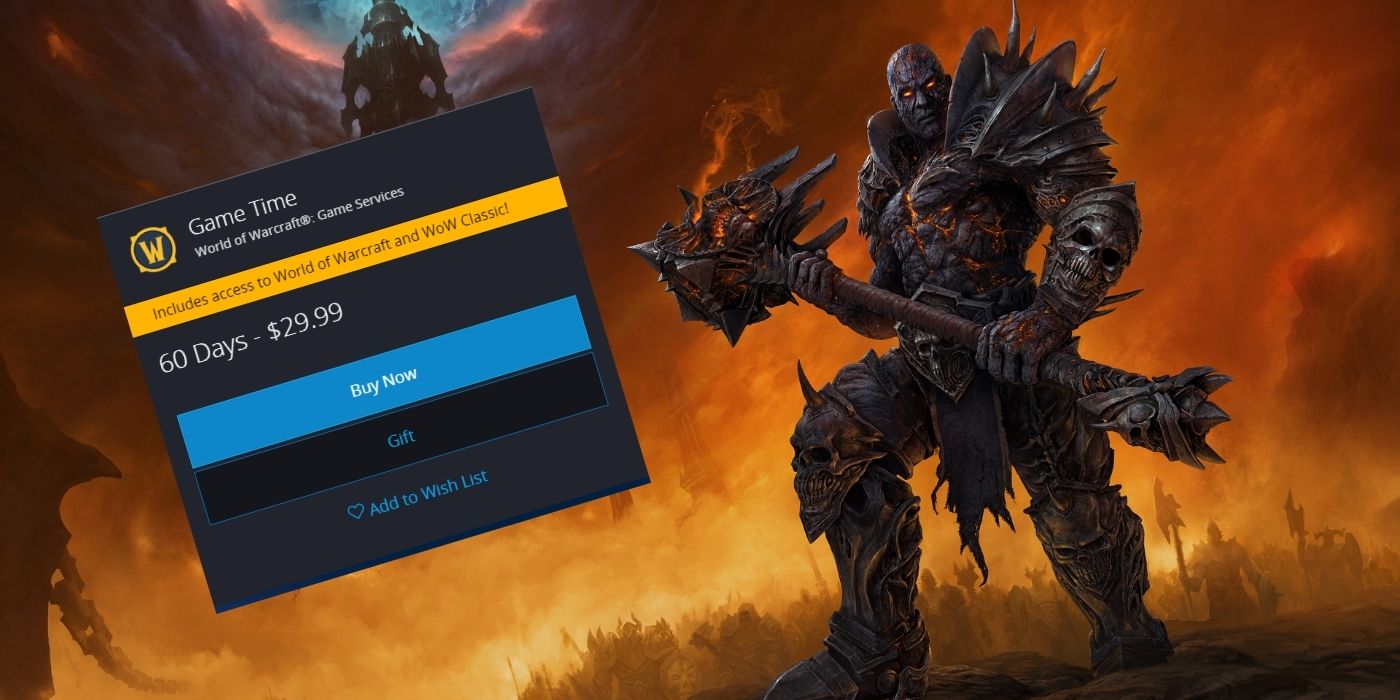 World of Warcraft elimina todas las opciones de compra de tiempo de juego además de los 60 días