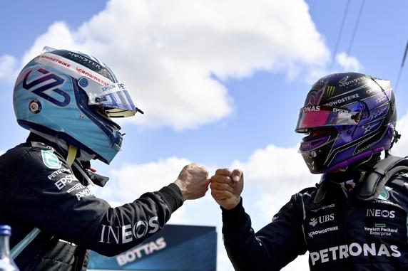 Bottas y Hamilton, tras la clasificación del GP de Portugal de F1 2021