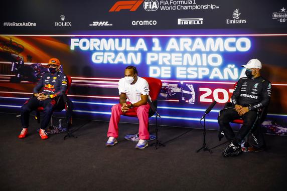 Hamilton, Verstappen y Bottas, tras el GP de España de F1 2021