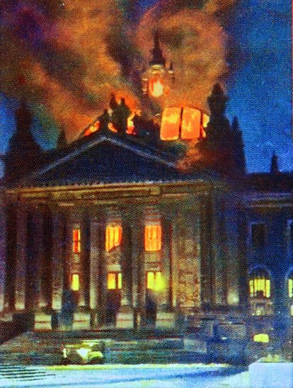 Incendio del Reichstag en Berlín, el 27 de febrero de 1933.
