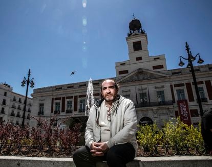 Ricardo Benítez, activista del 15-M, el pasado viernes en Sol. 
