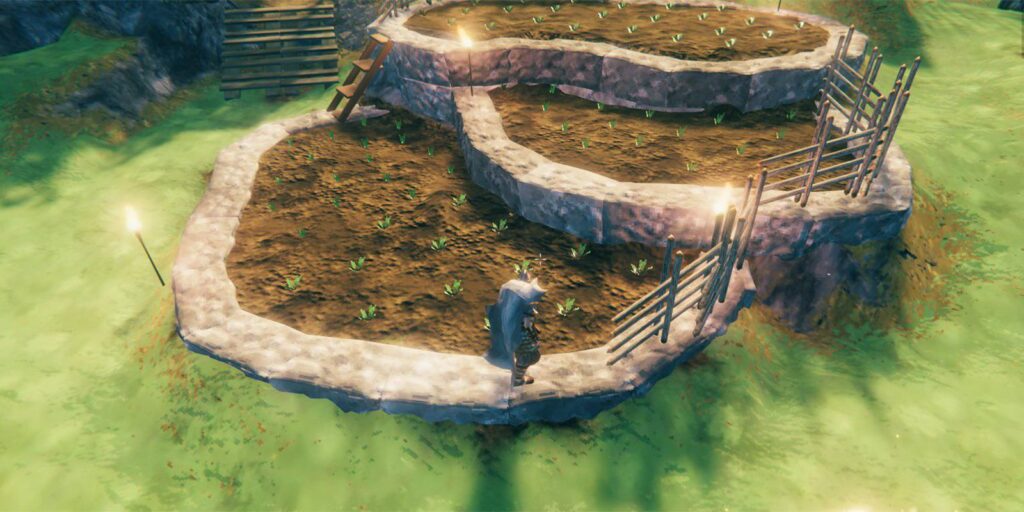 Jugador de Valheim construye un hermoso jardín de tres niveles