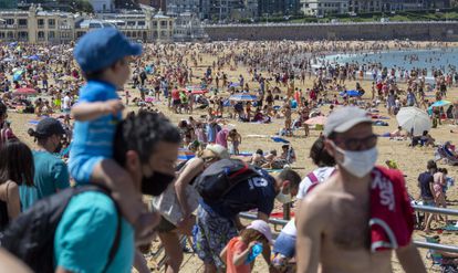 La playa de La Concha, en San Sebastián, el pasado 8 de mayo cuando se decretó el final del estado de alarma. 
