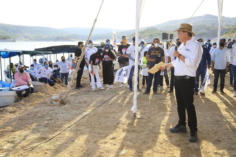Mauricio Kuri hace campaña en Tzibanzá, se compromete a impulsar la pesca deportiva