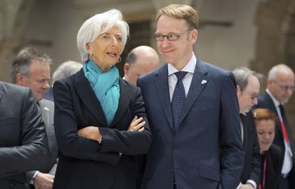 La presidenta del BCE, Christine Lagarde con el presidente del Bundesbank, Jens Weidmann, en 2019.