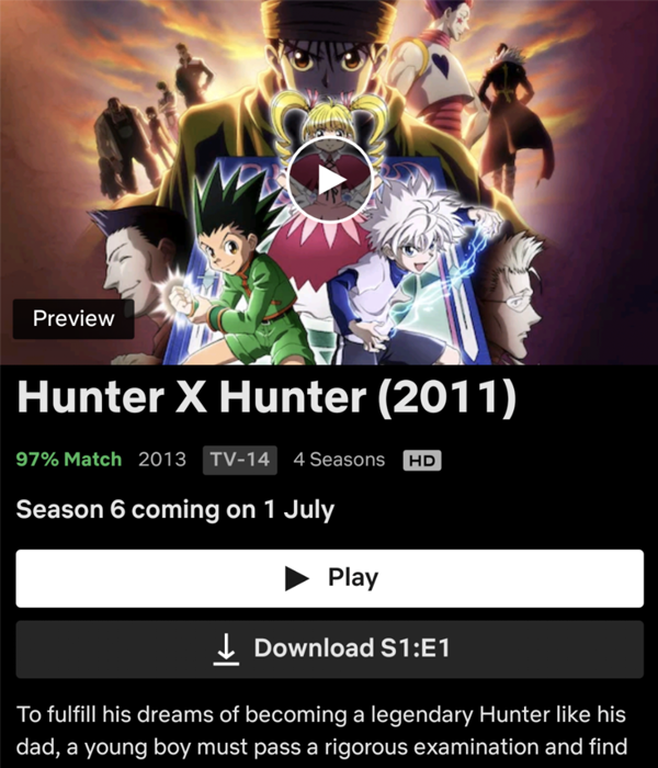 Las temporadas 5-6 de 'Hunter X Hunter' llegarán a Netflix en