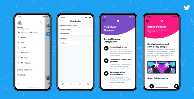 Twitter comienza a implementar espacios con entradas pagados en iOS