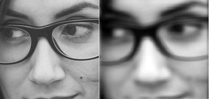 A la izquierda, una imagen como vería un ojo sin defectos visuales. A la derecha, una simulación de como vería esa misma imagen alguien con astigmatismo.