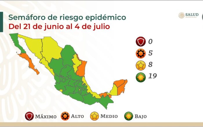 Semáforo Covid: CdMx pasa a amarillo; se mantiene 60% del país en verde