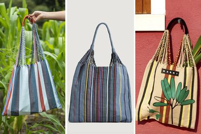 Desde la izquierda: bolsa hamaca original elaborada por la artesana Francisca Pérez, la vendida en el sitio web de la tienda Oysho y, por último, la bolsa vendida por la empresa Marni.