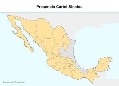 Los Estados marcados en amarillo muestran el avance de los de Sinaloa.