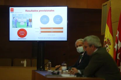 El consejero de Sanidad de la Comunidad de Madrid, Enrique Ruiz Escudero, informa sobre la situación epidemiológica y asistencial por coronavirus en la región el pasado 23 de julio .