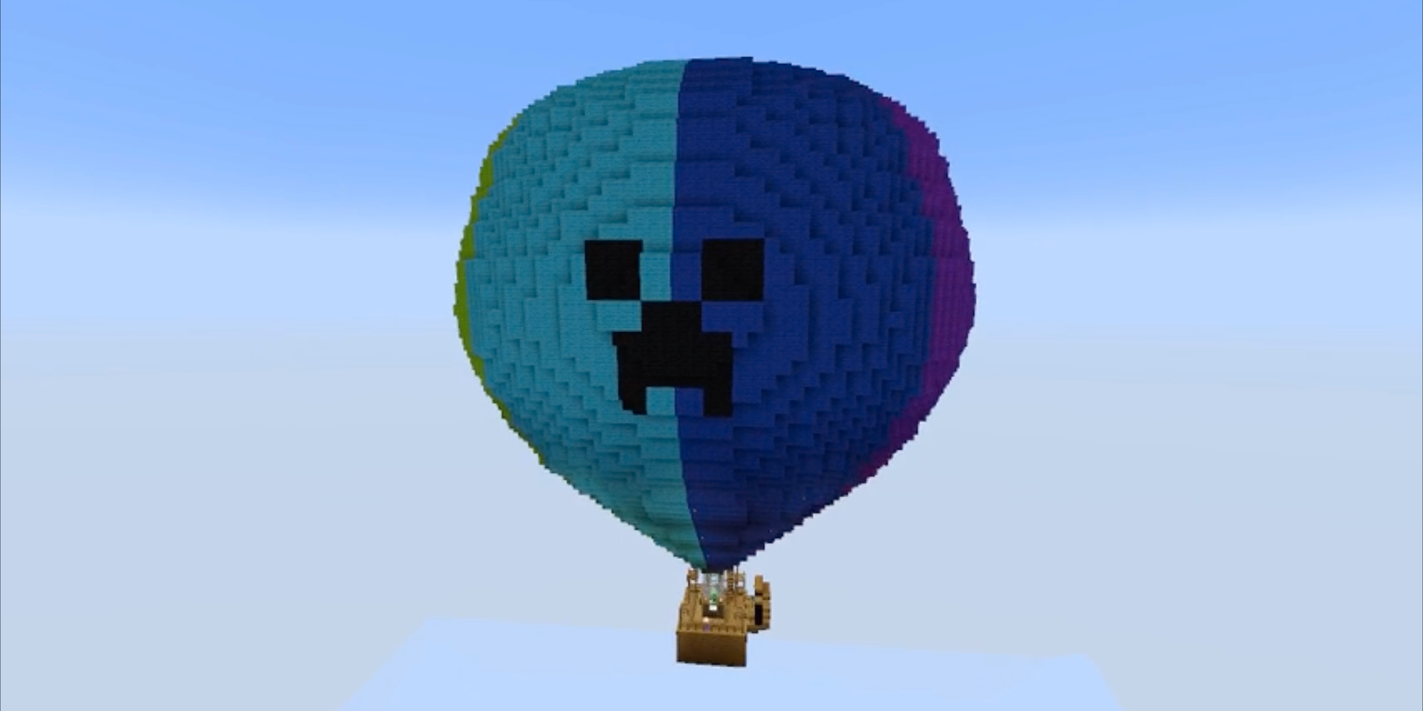 Minecraft Creeper Farm construido dentro de un globo aerostático gigante