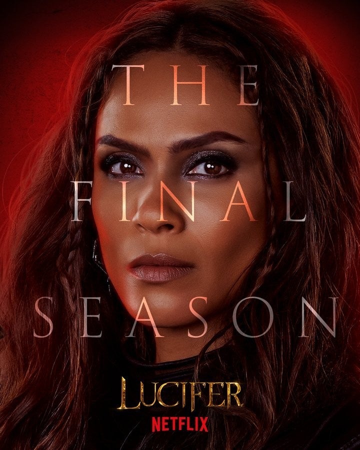 Carteles de personajes de la temporada 6 final de Lucifer Lesley-Ann Brandt Mazikeen