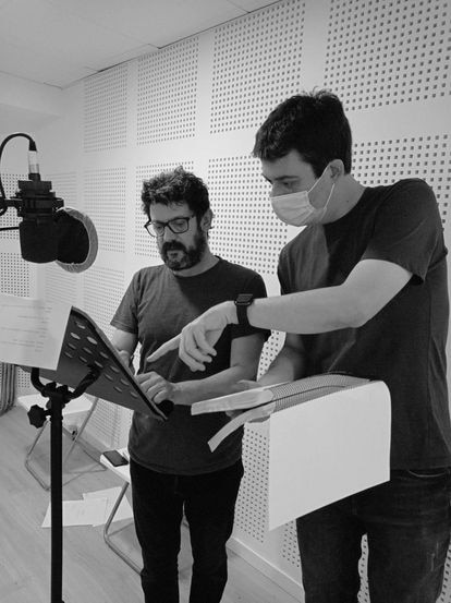 Manolo Solo y Manuel Bartual en una grabación de 'Santuario'.