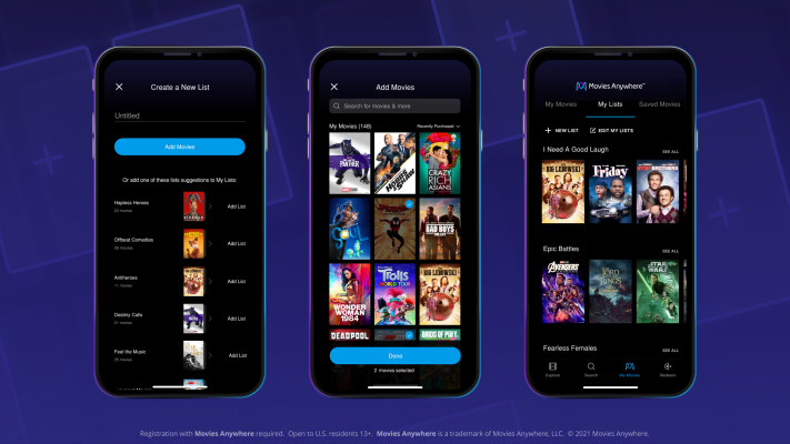 La aplicación de casillero digital Movies Anywhere agrega listas impulsadas por IA para organizar su biblioteca