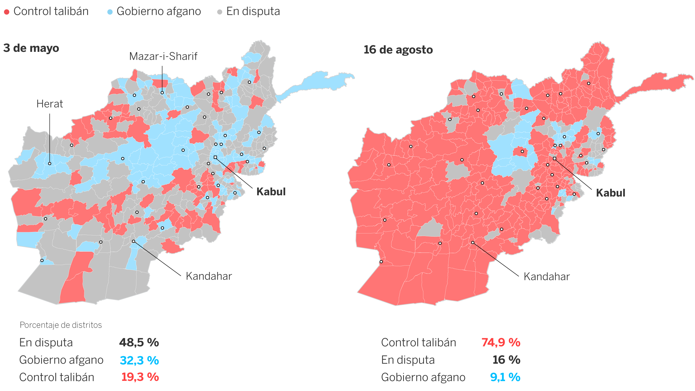 Cinco gráficos que explican la toma de Afganistán por los talibanes