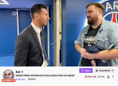 Un momento de la conexión en directo entre Messi e Ibai Llanos en Twitch.