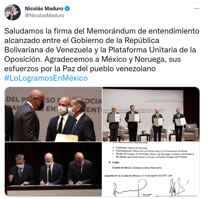 Maduro agradece a México sus ‘esfuerzos por la paz del pueblo venezolano’